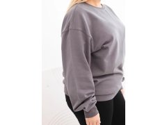 Dámská mikina s okrouhlým výstřihem Plus Size bavlněná basic grafitová 3