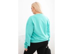 Dámská mikina Plus Size bavlněná basic s kulatým výstřihem tmavě mátová 2