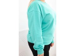 Dámská mikina Plus Size bavlněná basic s kulatým výstřihem tmavě mátová 3