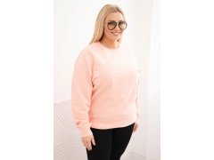 Dámská mikina s kroužkovým vzorem Plus Size bavlněná basic s kulatým výstřihem lososová 1