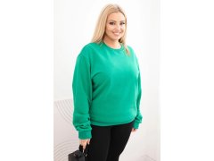 Dámská mikina Plus Size bavlněná basic s&nbsp;kulatým výstřihem světle zelená 1