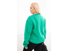 Dámská mikina Plus Size bavlněná basic s&nbsp;kulatým výstřihem světle zelená 2