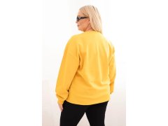 Dámská mikina s okrouhlým výstřihem Plus Size bavlněná basic hořčicová 2