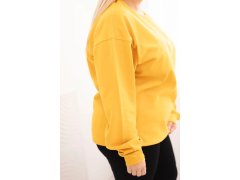 Dámská mikina s okrouhlým výstřihem Plus Size bavlněná basic hořčicová 3