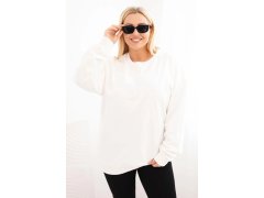 Dámská mikina Plus Size bavlněná basic s kulatým výstřihem bílá 1
