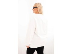 Dámská mikina Plus Size bavlněná basic s kulatým výstřihem bílá 2