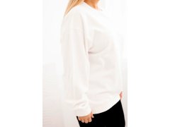 Dámská mikina Plus Size bavlněná basic s kulatým výstřihem bílá 3