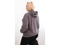 Dámská mikina s kapucí a klokaní kapsou Plus Size z bavlny grafitová 2