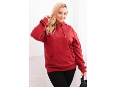 Dámská mikina s kapucí a klokankou Plus Size z bavlny bordová 1