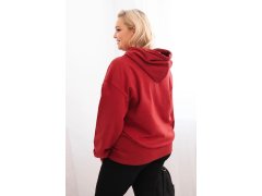 Dámská mikina s kapucí a klokankou Plus Size z bavlny bordová 2