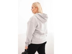 Dámská mikina s kapucí a klokankou Plus Size z bavlny šedá 2