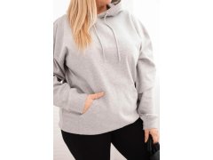 Dámská mikina s kapucí a klokankou Plus Size z bavlny šedá 3
