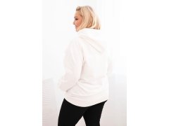 Dámská mikina s kapucí a klokaní kapsou Plus Size bavlněná bílá 2