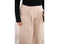 Dámské kalhoty Plus Size s&nbsp;širokými nohavicemi a&nbsp;plisováním béžové 3