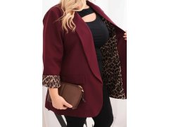 Dámská bunda Plus Size s podšívkou v leopardím vzoru švestková 3