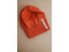 Dámská zimní pletená čepice s krystaly K453 oranžová 2