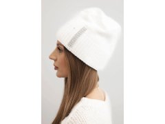 Dámská zimní čepice vlněná s krystaly K453 bílá 1