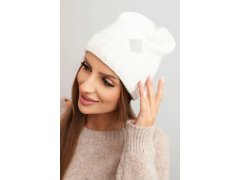 Dámská zimní čepice vlněná s&nbsp;krystaly a&nbsp;vzorem K455 ecru 1