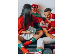 Unisex vánoční ponožky v&nbsp;krabičce – sada 2 párů se Santou a&nbsp;pruhy 2