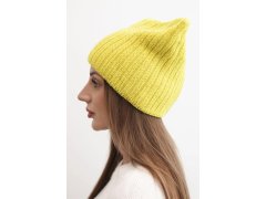 Dámská zimní čepice s vlnou v kočičím střihu z pruhované pleteniny K419 kiwi 1