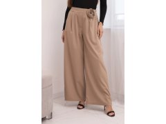 Dámské elegantní kalhoty s širokou nohavicí a ozdobným květem fango 1