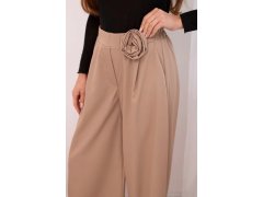 Dámské elegantní kalhoty s širokou nohavicí a ozdobným květem fango 3