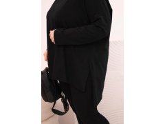 Dámská blůza Plus Size asymetrická s dlouhým rukávem černá 3