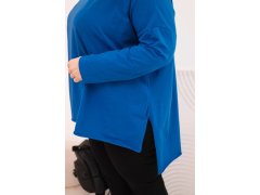 Dámská blůza Plus Size asymetrická s dlouhým rukávem chabrová 2