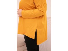 Dámská blůza Plus Size asymetrická s dlouhým rukávem hořčicová 2