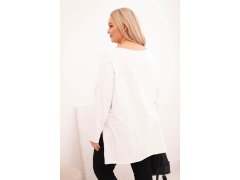 Dámská blůza Plus Size asymetrická s dlouhým rukávem bílá 2