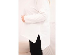 Dámská blůza Plus Size asymetrická s dlouhým rukávem bílá 3