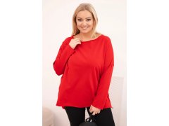 Dámská blůza Plus Size asymetrická s dlouhým rukávem červená 1