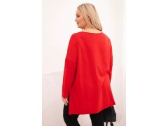 Dámská blůza Plus Size asymetrická s dlouhým rukávem červená 2