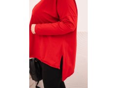 Dámská blůza Plus Size asymetrická s dlouhým rukávem červená 3
