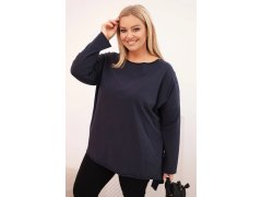 Dámská bavlněná blůza Plus Size asymetrická s dlouhým rukávem granátová 1