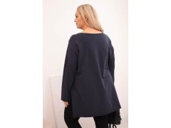 Dámská bavlněná blůza Plus Size asymetrická s dlouhým rukávem granátová 2