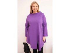 Dámská bavlněná blůza Plus Size asymetrická s ohrnovaným rukávem fialová 1