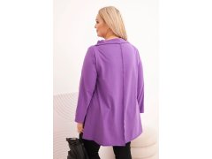 Dámská bavlněná blůza Plus Size asymetrická s ohrnovaným rukávem fialová 2