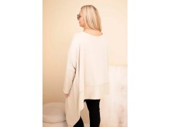 Dámská tunika Plus Size z bavlny s asymetrickým lemem béžová 2