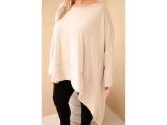 Dámská tunika Plus Size z bavlny s asymetrickým lemem béžová 3