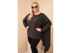Dámská tunika Plus Size z bavlny s asymetrickým spodem hnědá 1