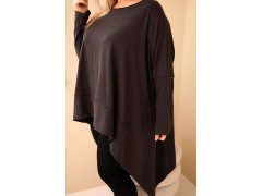 Dámská tunika Plus Size z bavlny s asymetrickým spodem hnědá 3
