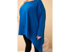 Dámská tunika Plus Size z bavlny s asymetrickým spodním lemem chaberová 3