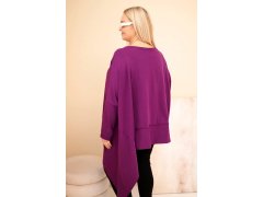 Dámská tunika Plus Size z bavlny s asymetrickým spodním lemem tmavě fialová 2
