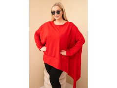 Dámská tunika Plus Size z bavlny s asymetrickým spodním lemem červená 1