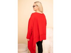 Dámská tunika Plus Size z bavlny s asymetrickým spodním lemem červená 2