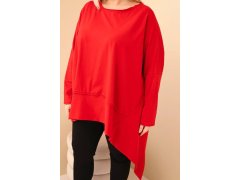 Dámská tunika Plus Size z bavlny s asymetrickým spodním lemem červená 3