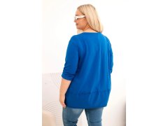 Dámská blůza Plus Size z bavlny s ozdobnými knoflíky a ohrnutými rukávy chabrová 2