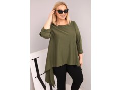 Dámská tunika Plus Size bavlněná s&nbsp;asymetrickým střihem khaki 1