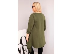 Dámská tunika Plus Size bavlněná s&nbsp;asymetrickým střihem khaki 2